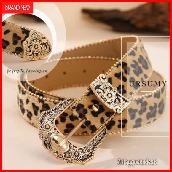 Adjustable PU Leather Belt with Rhinestone Buckle, 40\